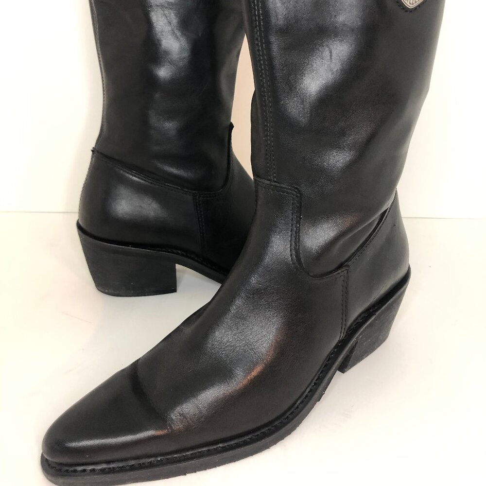 Harley-Davidson Women's Black Leather Cowgirl Boots Sz. 9 GORGEOUS!